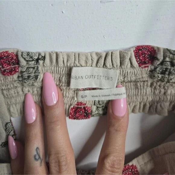 Urban Outfitters Cotton Cherry Mini Dress Empire Waist Sweetheart Neckline Sz S - Picture 4 of 12